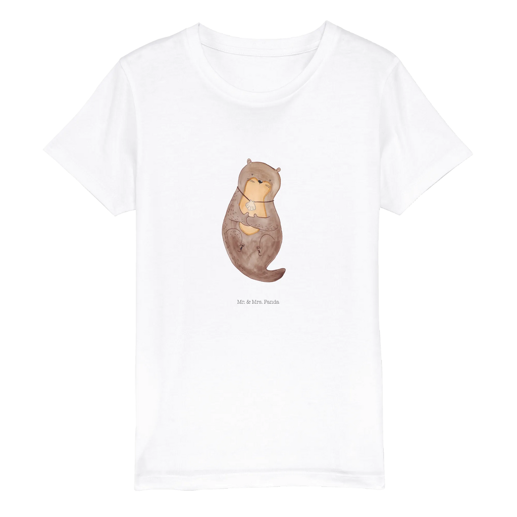 Organiczna koszulka dziecięca wydra muszla Kinder T-Shirt, Kinder T-Shirt Mädchen, Kinder T-Shirt Jungen, Otter, Fischotter, Seeotter, Otterliebe, Büro, grübeln, Tagträumen, träumen, Motivation
