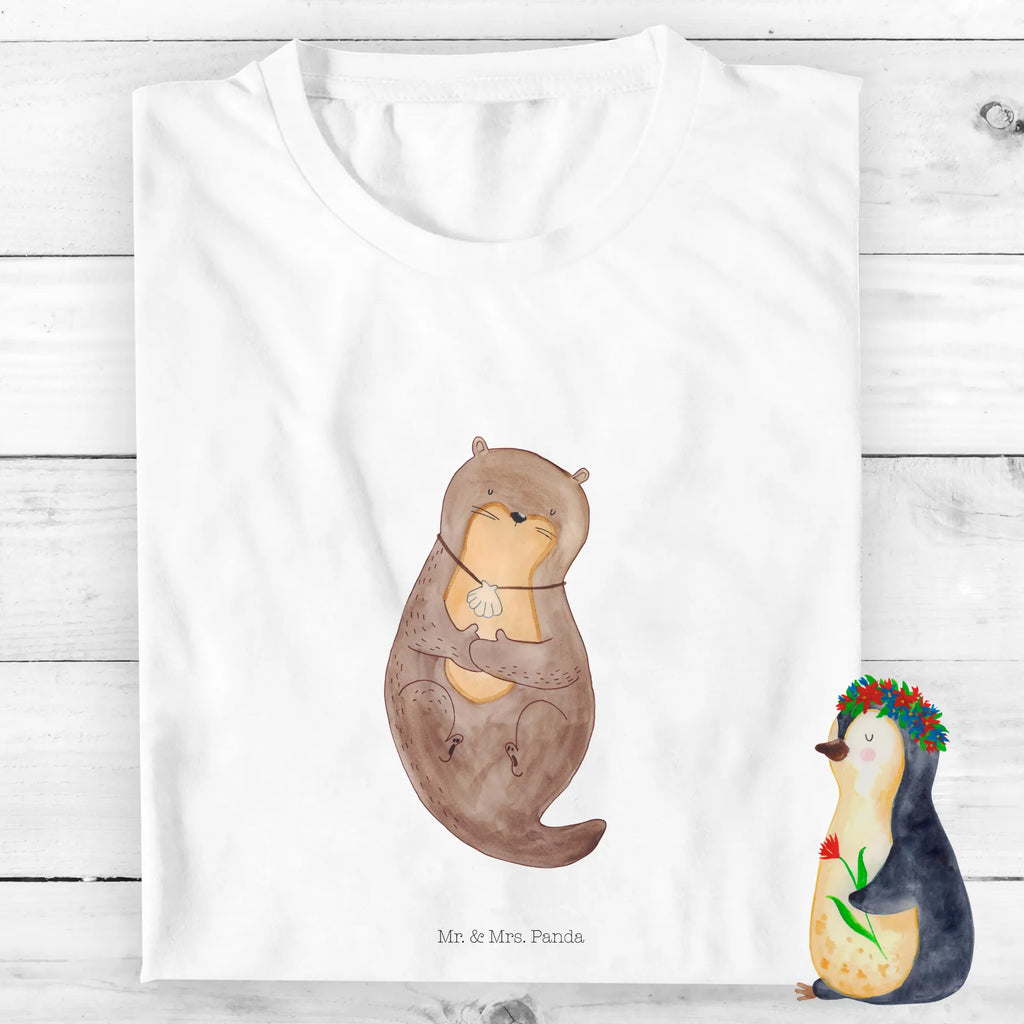 Organiczna koszulka dziecięca wydra muszla Kinder T-Shirt, Kinder T-Shirt Mädchen, Kinder T-Shirt Jungen, Otter, Fischotter, Seeotter, Otterliebe, Büro, grübeln, Tagträumen, träumen, Motivation
