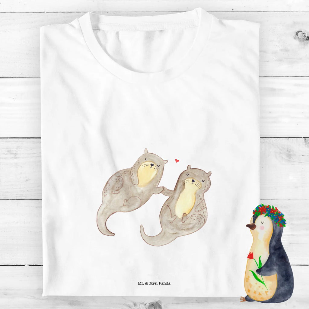 Organic Kids T-Shirt otter holding hands Kinder T-Shirt Mädchen, Kinder T-Shirt Jungen, Kinder T-Shirt, Otter, Seeotter, Fischotter, Otter Seeotter See Otter
