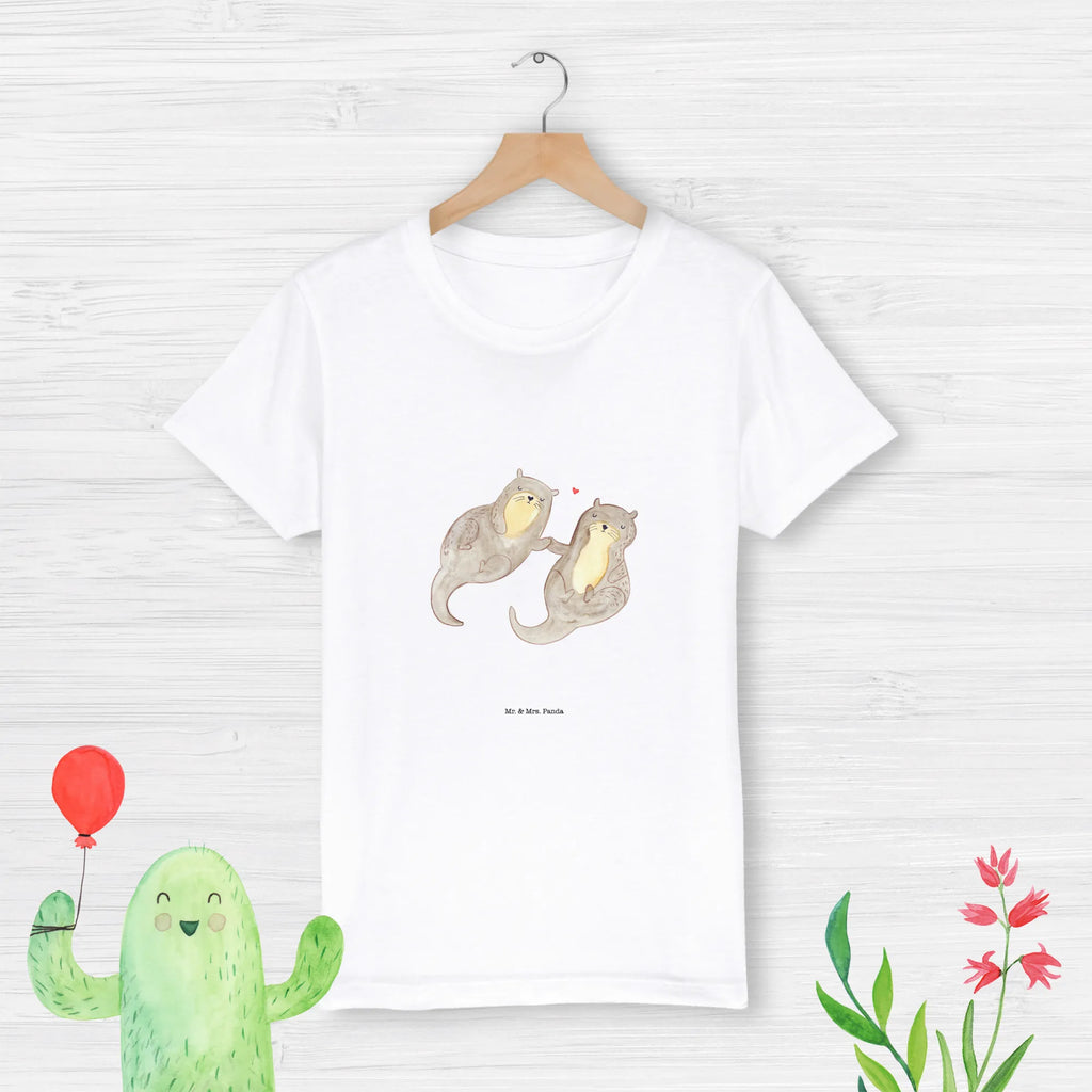 Organic Kids T-Shirt otter holding hands Kinder T-Shirt Mädchen, Kinder T-Shirt Jungen, Kinder T-Shirt, Otter, Seeotter, Fischotter, Otter Seeotter See Otter
