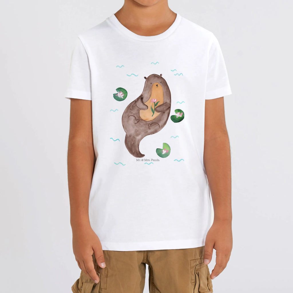 Organiczna koszulka dziecięca wydra lilia wodna Kinder T-Shirt Jungen, Kinder T-Shirt Mädchen, Kinder T-Shirt, Otter, Seeotter, Fischotter, Otter Seeotter See Otter