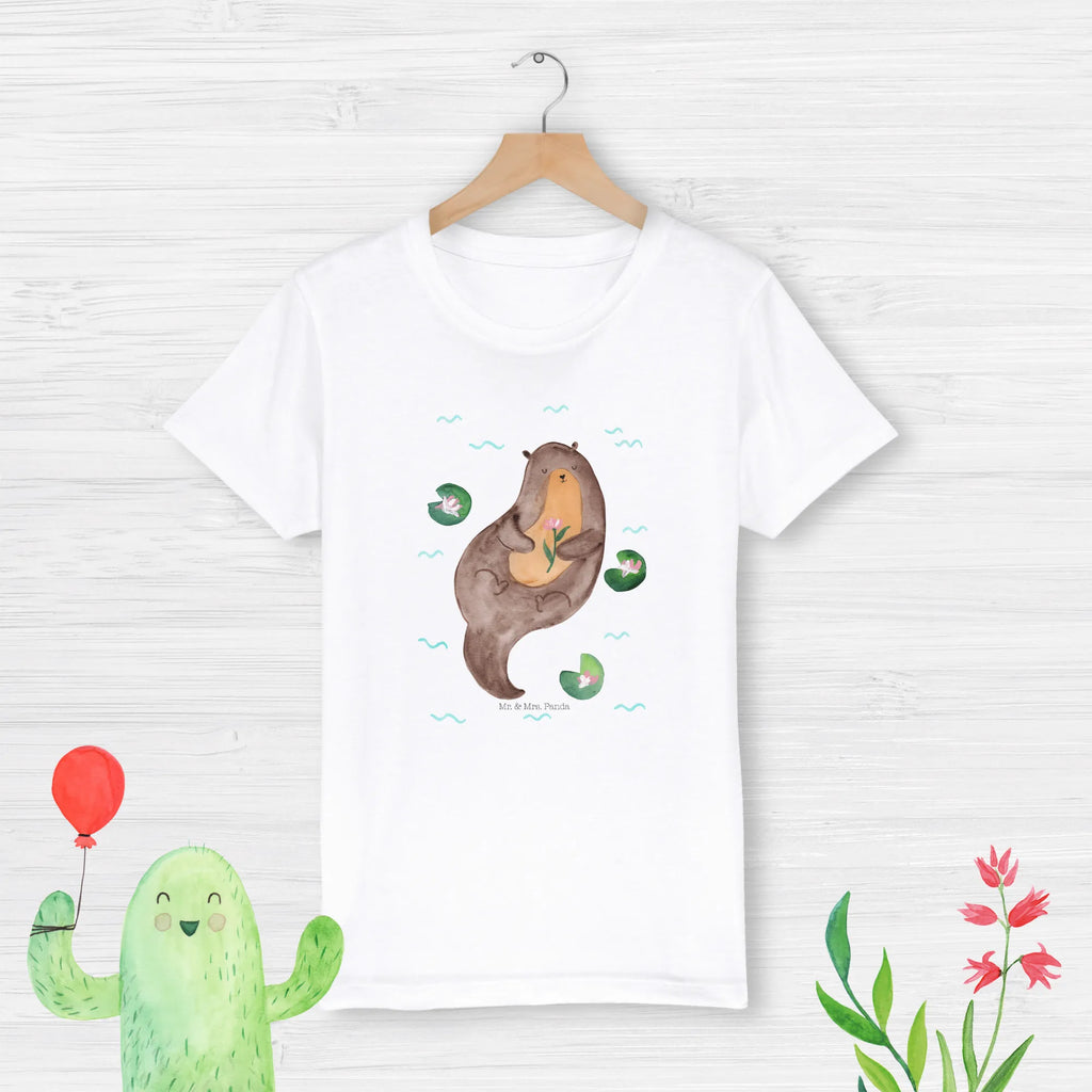 Organiczna koszulka dziecięca wydra lilia wodna Kinder T-Shirt Jungen, Kinder T-Shirt Mädchen, Kinder T-Shirt, Otter, Seeotter, Fischotter, Otter Seeotter See Otter