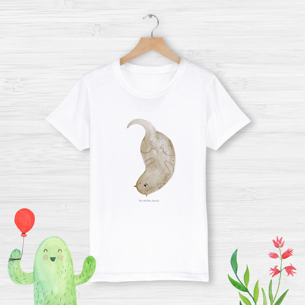 Organic Kinder T-Shirt Otter Kopfüber Kinder T-Shirt, Kinder T-Shirt Mädchen, Kinder T-Shirt Jungen, Otter, Seeotter, Fischotter, Otter Seeotter See Otter