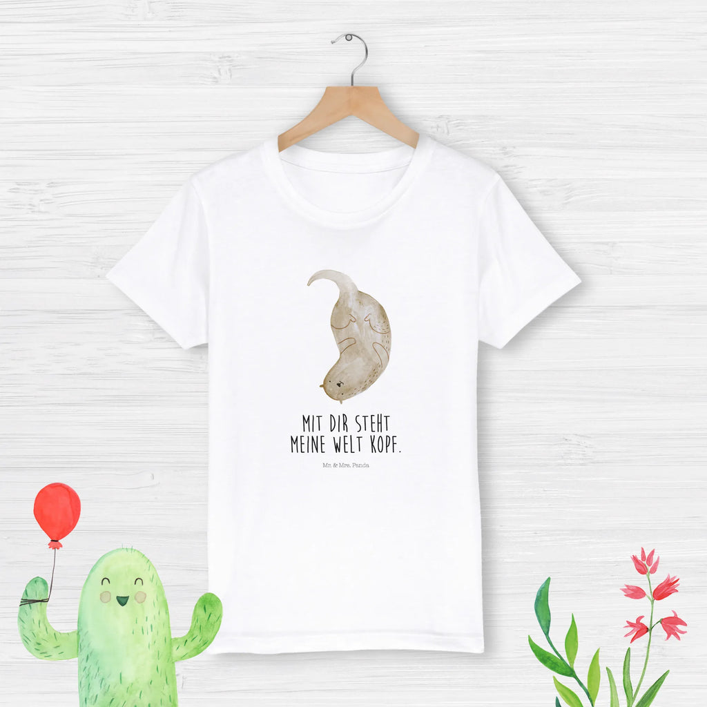 Organic Kinder T-Shirt Otter Kopfüber Kinder T-Shirt, Kinder T-Shirt Mädchen, Kinder T-Shirt Jungen, Otter, Seeotter, Fischotter, Otter Seeotter See Otter