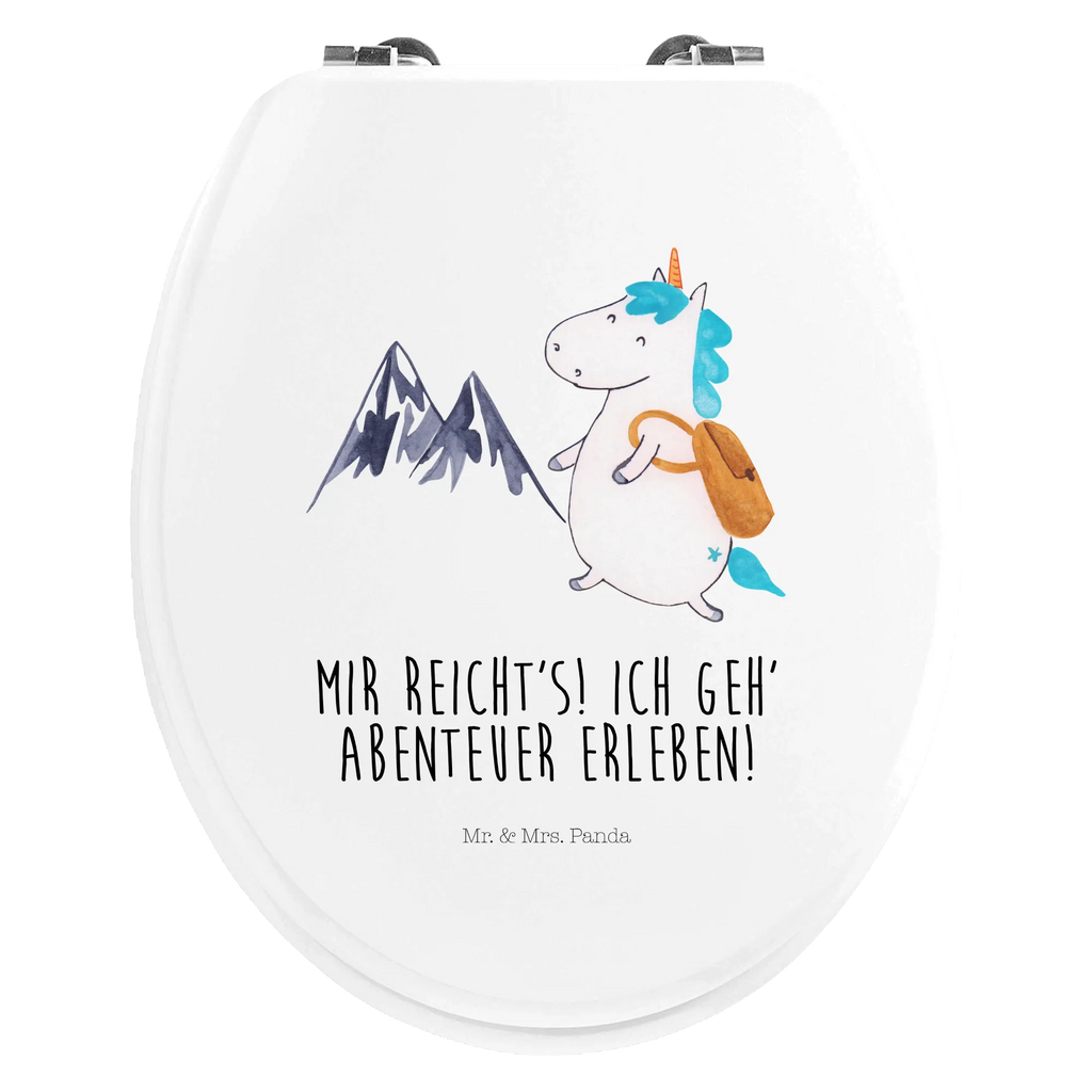 Motiv WC Sitz Einhorn Bergsteiger WC-Sitz, Toilettendeckel, Klobrille, Klodeckel, Toilette, Einhorn, Einhörner, Einhorn Deko, Unicorn, Abenteurer, Urlaub, Weltenbummler, Reisen, Bergsteiger, Weltreise, Berge, Abenteuer, Entdecker