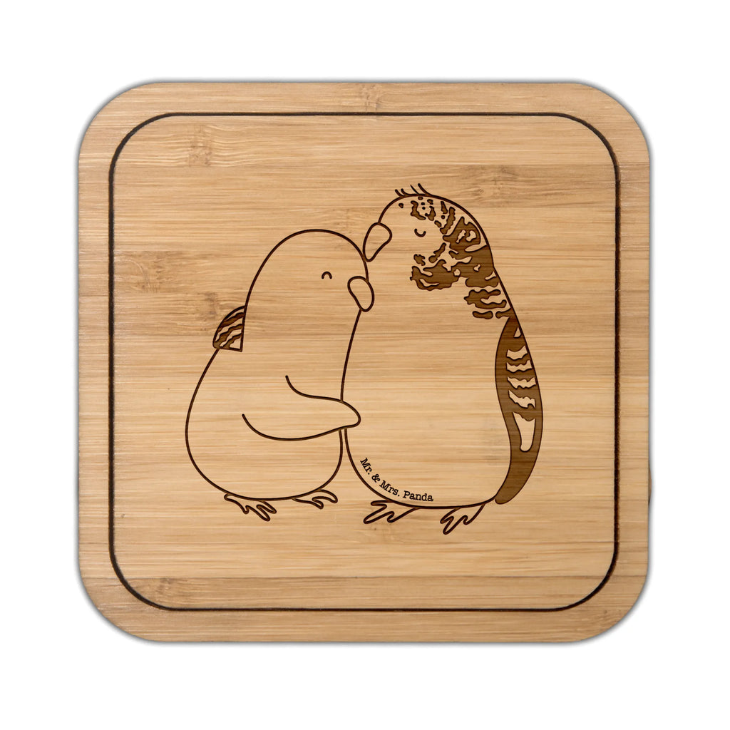 Square coaster Parakeets in love gift, square, set, party, wood, breakfast, presents, glasses, gifts, giveaways, glass coasters, glass, coasters, Love, Loving, Two, Together, Marriage, Engagement, Proposal of marriage, Love gift, gift for her, gift for him, anniversary gift, closeness, budgie, birds, cuddling, trust, love