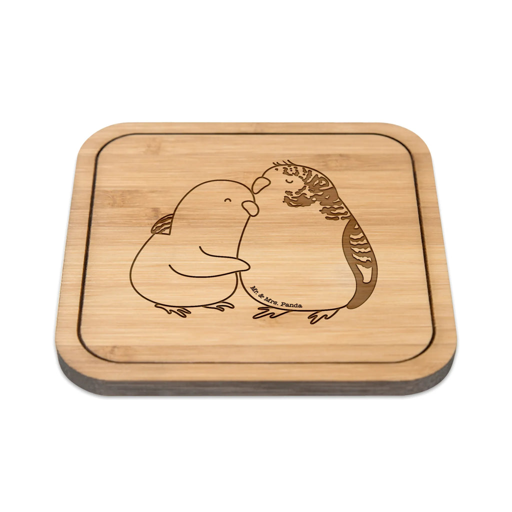 Square coaster Parakeets in love gift, square, set, party, wood, breakfast, presents, glasses, gifts, giveaways, glass coasters, glass, coasters, Love, Loving, Two, Together, Marriage, Engagement, Proposal of marriage, Love gift, gift for her, gift for him, anniversary gift, closeness, budgie, birds, cuddling, trust, love