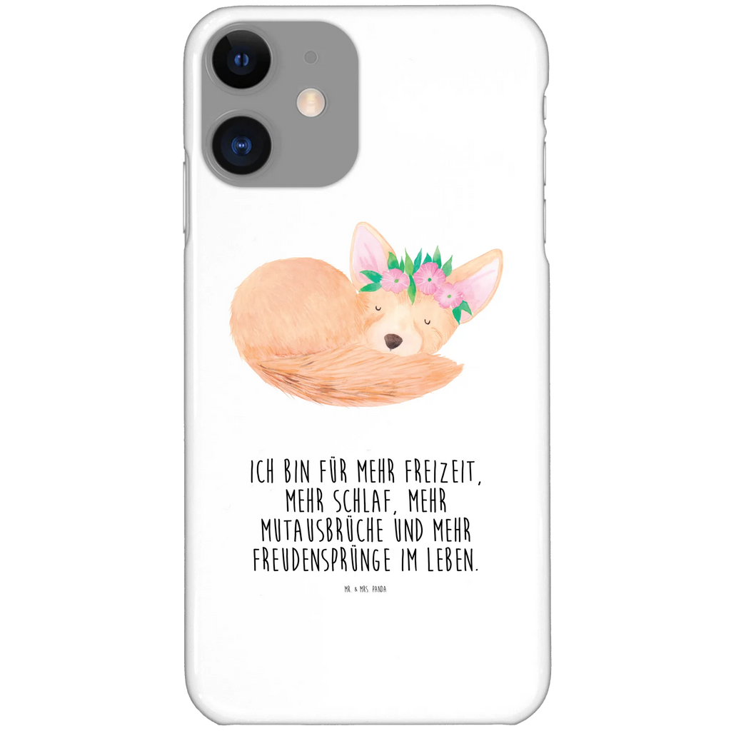 Handyhülle Wüstenfuchs Blumen Handy, Hülle, Cover, Iphone 10, Handycover, Iphone X, Handy Case, Handyhülle, Wildtiere, Afrika, Wüstenfuchs, Blumen, Blumenkranz, Glücklich, Wüste