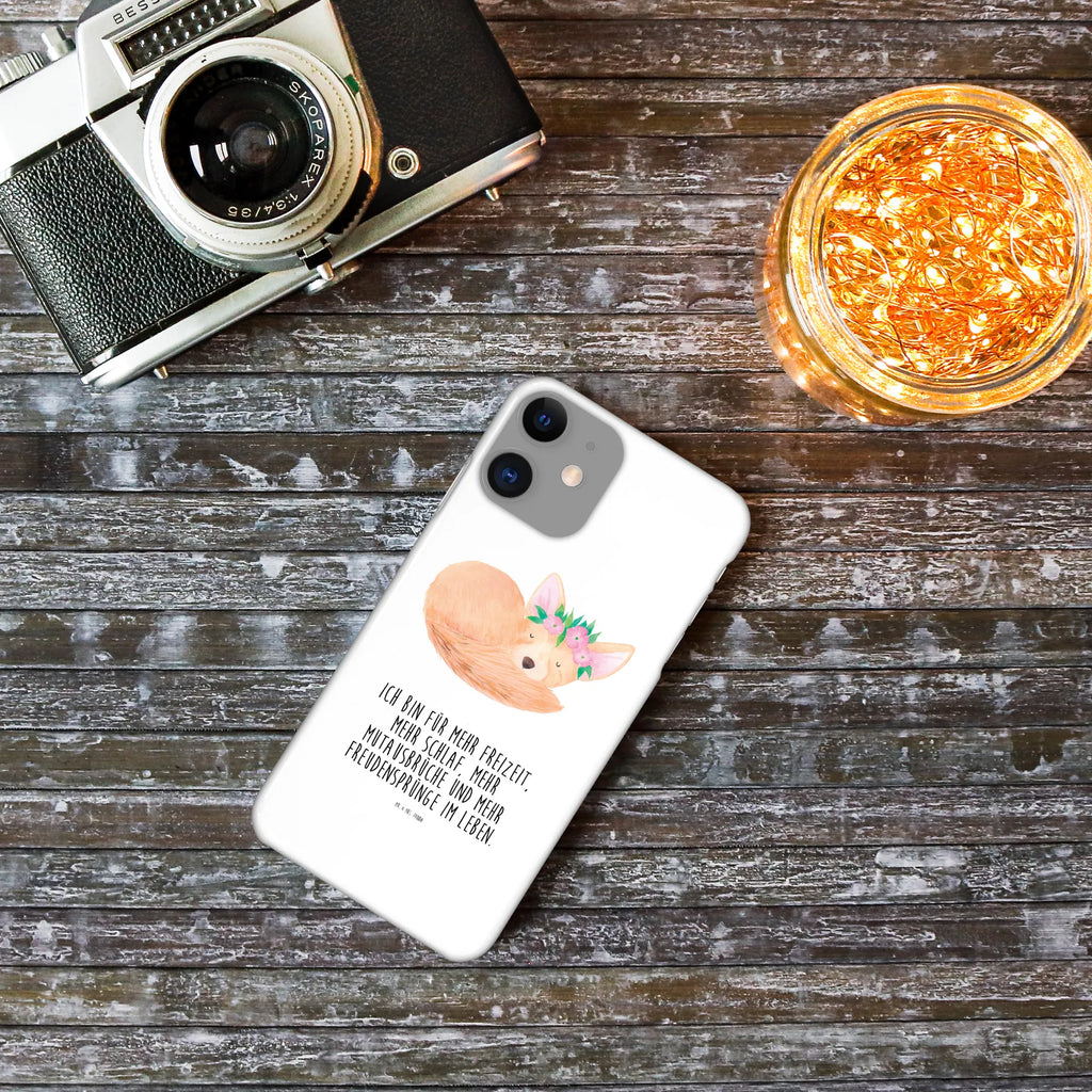 Handyhülle Wüstenfuchs Blumen Handy, Hülle, Cover, Iphone 10, Handycover, Iphone X, Handy Case, Handyhülle, Wildtiere, Afrika, Wüstenfuchs, Blumen, Blumenkranz, Glücklich, Wüste