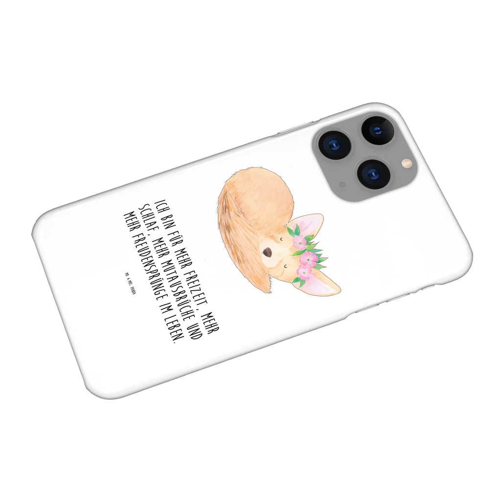 Handyhülle Wüstenfuchs Blumen Handy, Hülle, Cover, Iphone 10, Handycover, Iphone X, Handy Case, Handyhülle, Wildtiere, Afrika, Wüstenfuchs, Blumen, Blumenkranz, Glücklich, Wüste