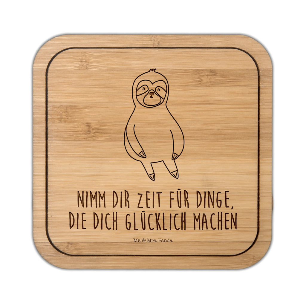 Square coaster sloth Satisfied party, glasses, set, wood, square, giveaways, breakfast, glass, presents, gift, glass coasters, coasters, gifts, Sloth, sloth, trend animal, happy, happiness, break, favorite animal, lazy, relax, contented