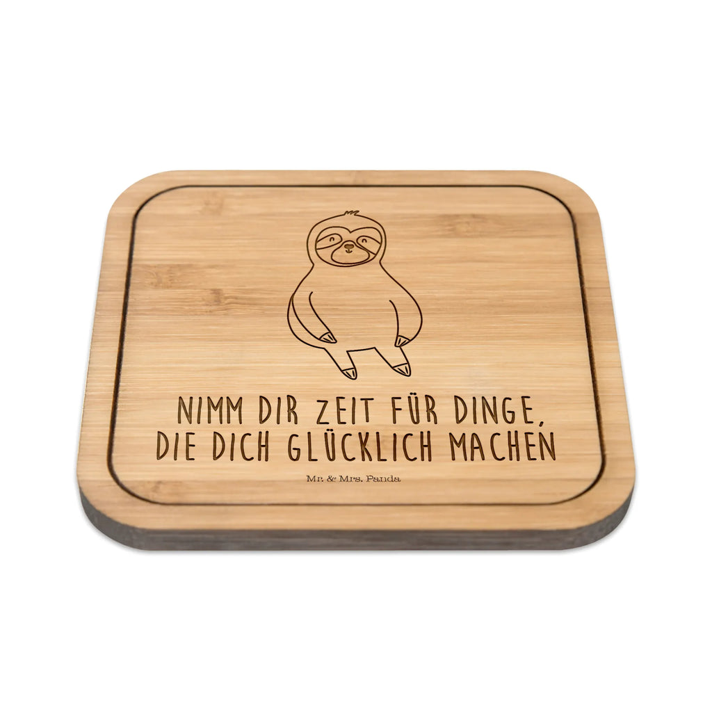 Square coaster sloth Satisfied party, glasses, set, wood, square, giveaways, breakfast, glass, presents, gift, glass coasters, coasters, gifts, Sloth, sloth, trend animal, happy, happiness, break, favorite animal, lazy, relax, contented