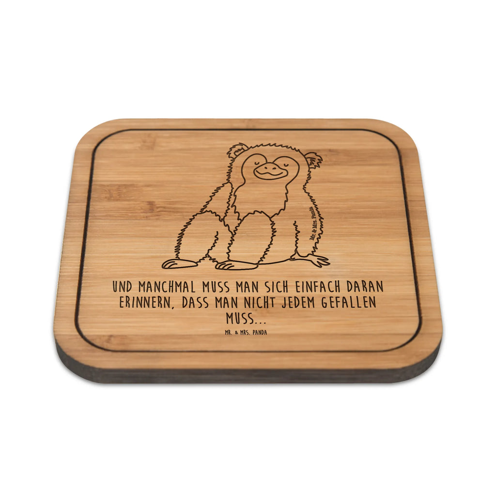 Square coaster Monkey giveaways, party, square, glasses, presents, gifts, gift, glass, glass coasters, coasters, set, breakfast, wood, Africa, love, motivation, self-confidence, respect, monkeys, selfcare, self-esteem, self-love, monkey