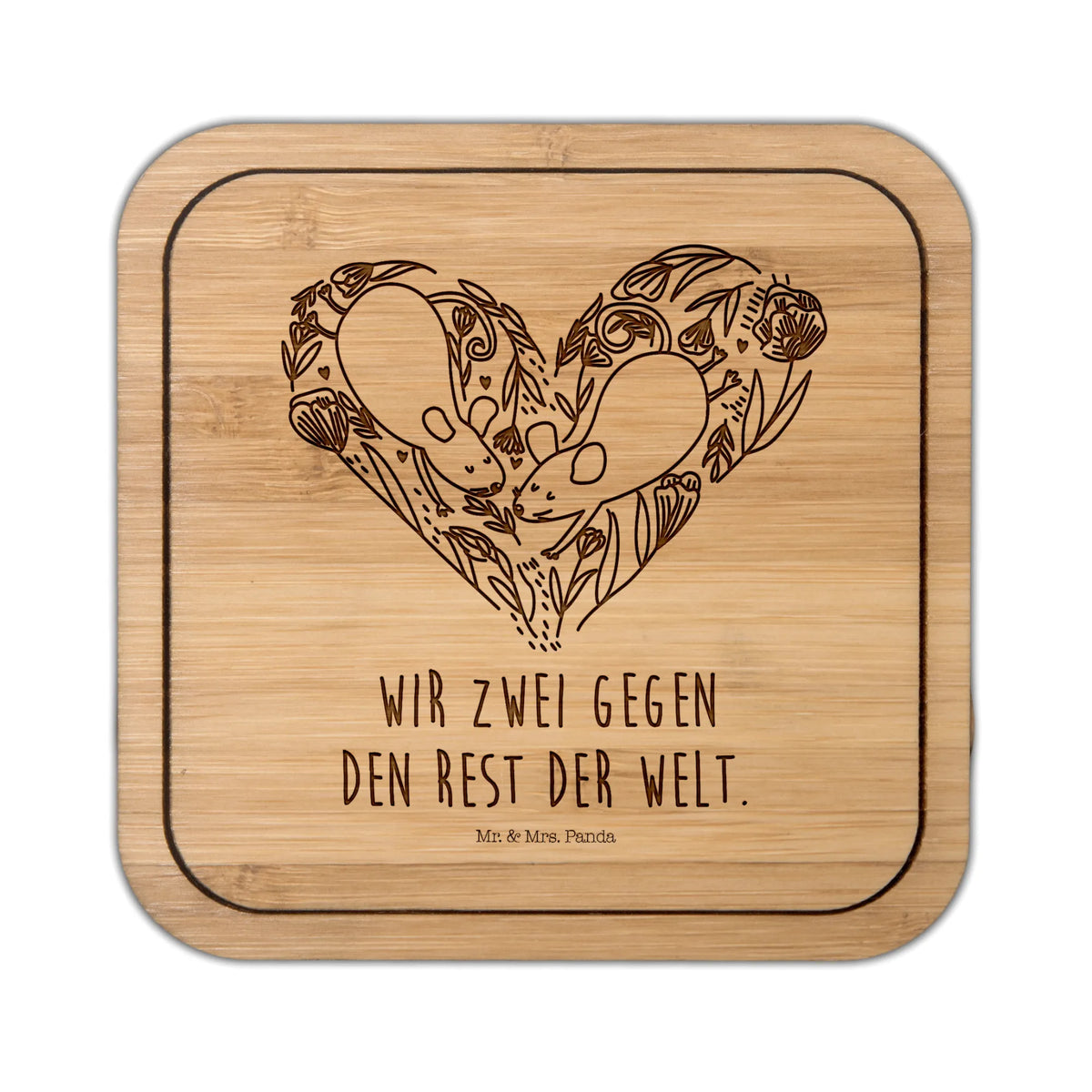 Square coaster Mice heart glass, square, wood, set, presents, breakfast, glasses, glass coasters, party, coasters, gift, giveaways, gifts, Love, Loving, Two, Together, Marriage, Engagement, Proposal of marriage, Love gift, gift for her, gift for him, anniversary gift, gift for two, mouse, proof of love, love, favourite person, mice, love message, anniversary, engagement, togetherness, love gift, wedding