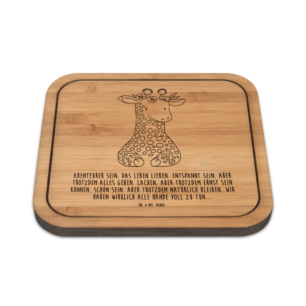 Square coaster giraffe flower wreath square, gifts, giveaways, glass coasters, glass, wood, coasters, gift, party, breakfast, set, glasses, presents, Africa, adventurer, wreath of flowers, giraffe, friend, self-love