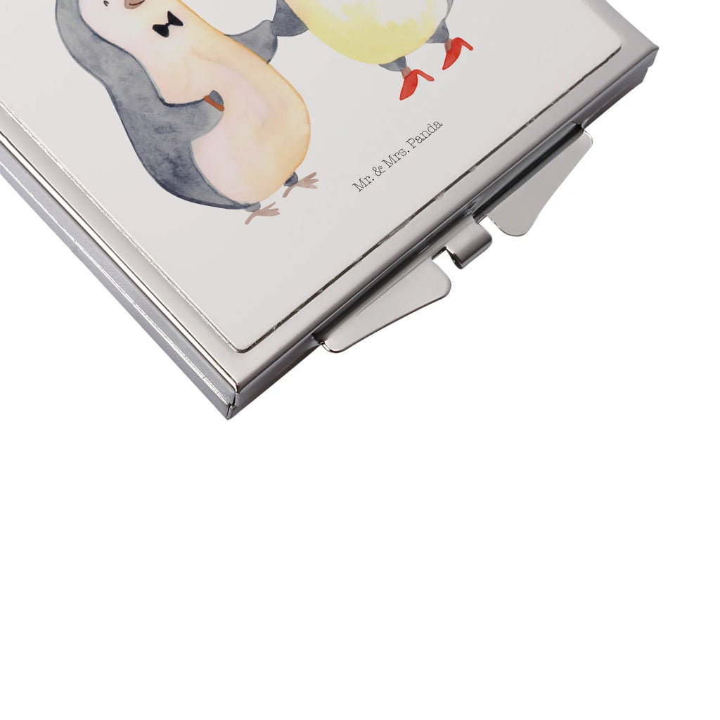 Kwadratowe lusterko do torebki Ślub pingwinów Miłość, partner, przyjaciel, przyjaciółka, mąż, żona, wesele, zaręczyny, prośba o rękę, prezent miłosny, rocznica, dzień ślubu