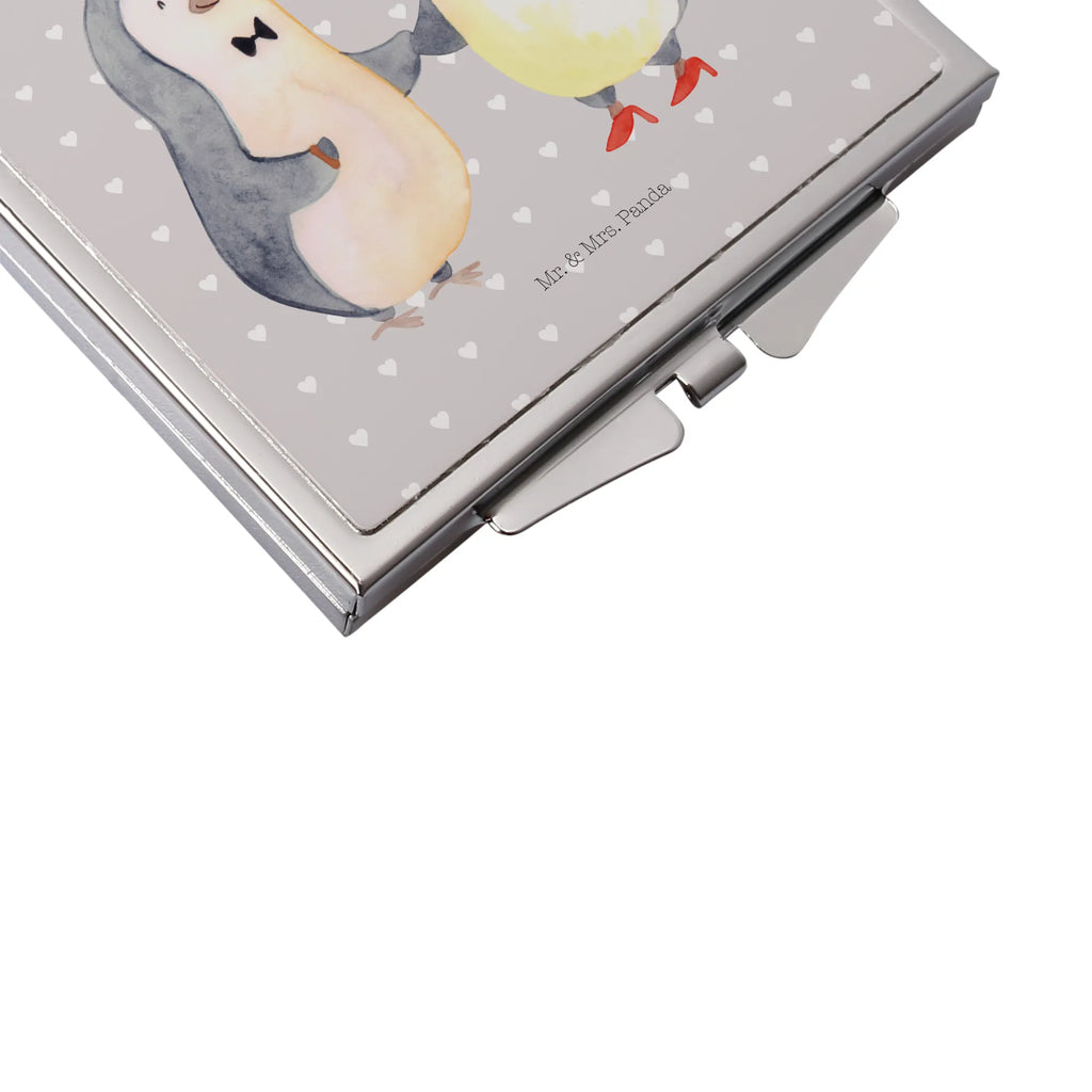 Kwadratowe lusterko do torebki Ślub pingwinów Miłość, partner, przyjaciel, przyjaciółka, mąż, żona, wesele, zaręczyny, prośba o rękę, prezent miłosny, rocznica, dzień ślubu