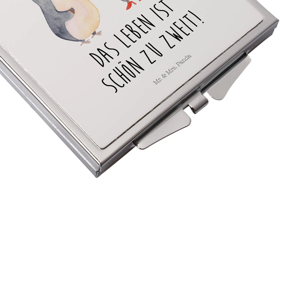 Kwadratowe lusterko do torebki Ślub pingwinów Miłość, partner, przyjaciel, przyjaciółka, mąż, żona, wesele, zaręczyny, prośba o rękę, prezent miłosny, rocznica, dzień ślubu