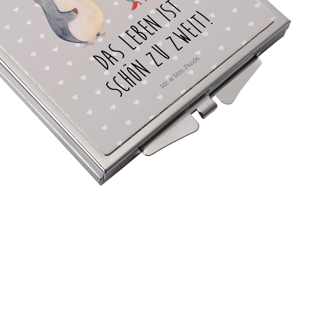 Kwadratowe lusterko do torebki Ślub pingwinów Miłość, partner, przyjaciel, przyjaciółka, mąż, żona, wesele, zaręczyny, prośba o rękę, prezent miłosny, rocznica, dzień ślubu