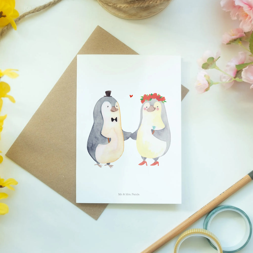 Grußkarte Pinguin Heirat Glückwunschkarte, Geburtstagskarte, Hochzeitskarte, Einladungskarte, Grußkarte, Klappkarte, Karte, Ansichtskarten, Liebe, Partner, Freund, Freundin, Ehemann, Ehefrau, Heiraten, Verlobung, Heiratsantrag, Liebesgeschenk, Jahrestag, Hocheitstag