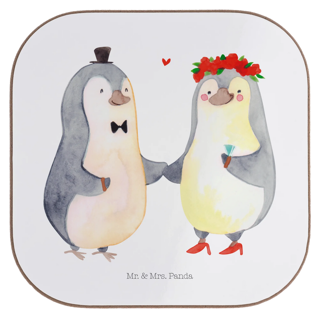 Square coaster Penguins getting married gifts, glass coasters, presents, breakfast, Coasters, gift, party, Love, Loving, Two, Together, Marriage, Engagement, Proposal of marriage, Love gift, gift for her, gift for him, anniversary gift