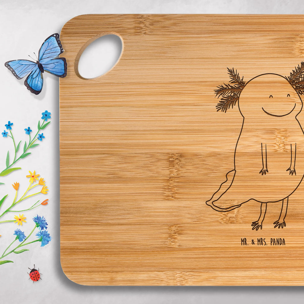 Bamboo chopping board axolotl Happy cutting block, breakfast board, solid, kitchen, dulcimer, kitchen board, slices, cutting board, carving board, engraving, robust, board, breakfast, nature, bamboo, wood, Axolotl, Axelotl, marine animals, Mexican walking fish, salamander, axolot, good mood, axolotl, tail, motivation, amphibian