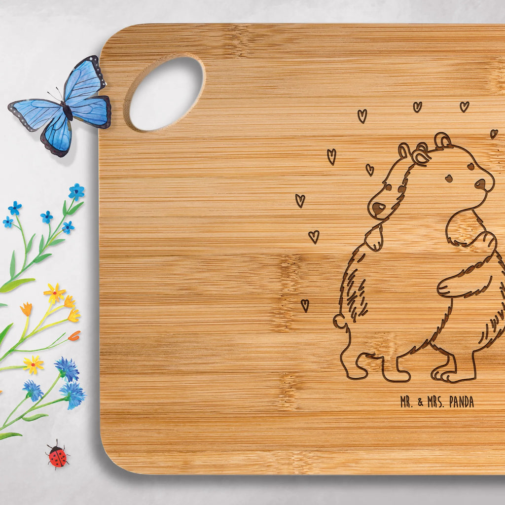 Bamboo chopping board Icebear Embrace card, gift ideas, gifts, animal lover, special gifts, cute animal motives, hand drawn, small animals, good mood, cute, funny sayings