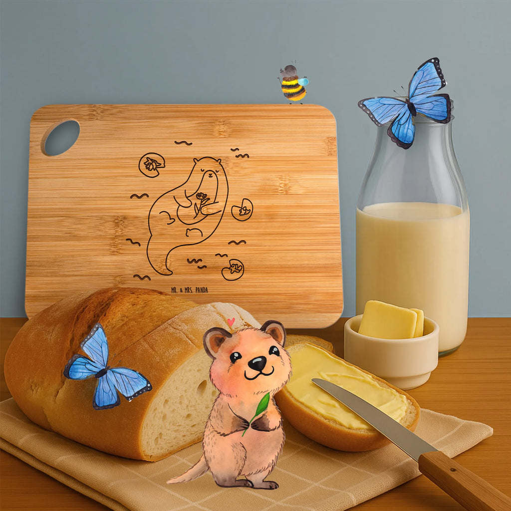 Bamboo chopping board otter Water Lily Frühstücksbrett, Holzbrettchen, Brett, Schneidebrett, Holzbrett, Küchenbrett, Hackbrett, Servierbrett, Otter, Fischotter, Seeotter, Otter Seeotter See Otter