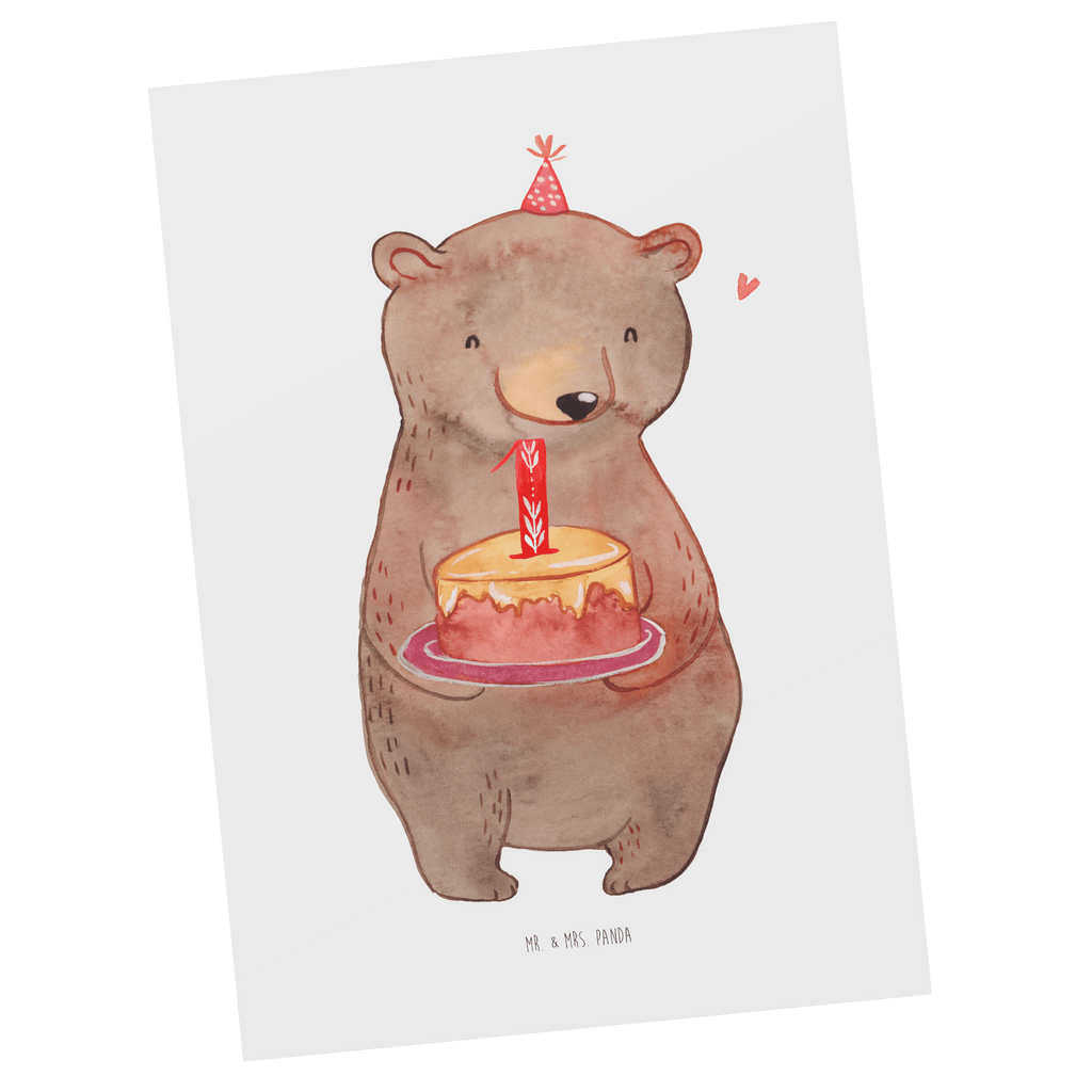 Postkarte Bär Torte 1. Geburtstag Postkarte, Karte, Geschenkkarte, Grußkarte, Einladung, Ansichtskarte, Geburtstagskarte, Einladungskarte, Dankeskarte, Geburtstag, Geburtstagsgeschenk, Geschenk, Party, Feiern, Torte, Kuchen