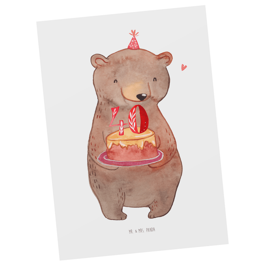 Postkarte Bär Torte 40. Geburtstag Postkarte, Karte, Geschenkkarte, Grußkarte, Einladung, Ansichtskarte, Geburtstagskarte, Einladungskarte, Dankeskarte, Geburtstag, Geburtstagsgeschenk, Geschenk, Party, Feiern, Torte, Kuchen