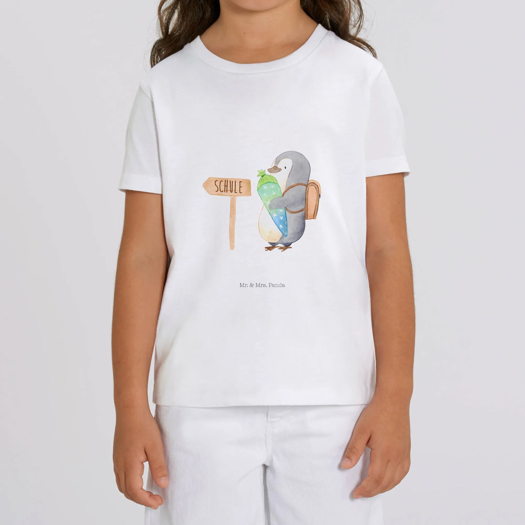 Organiczna koszulka dziecięca pingwin torebka na rozpoczęcie szkoły Kinder T-Shirt Jungen, Kinder T-Shirt, Kinder T-Shirt Mädchen, Pinguin, Geschenk Zur Einschulung, Schulranzen, Einschulung, 1. Klasse, Erster Schultag, Schulanfänger