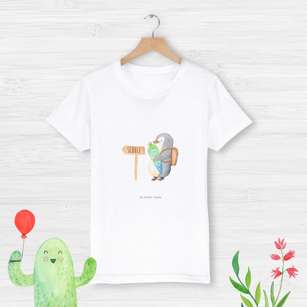 Organiczna koszulka dziecięca pingwin torebka na rozpoczęcie szkoły Kinder T-Shirt Jungen, Kinder T-Shirt, Kinder T-Shirt Mädchen, Pinguin, Geschenk Zur Einschulung, Schulranzen, Einschulung, 1. Klasse, Erster Schultag, Schulanfänger