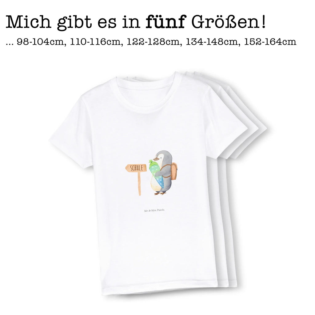 Organiczna koszulka dziecięca pingwin torebka na rozpoczęcie szkoły Kinder T-Shirt Jungen, Kinder T-Shirt, Kinder T-Shirt Mädchen, Pinguin, Geschenk Zur Einschulung, Schulranzen, Einschulung, 1. Klasse, Erster Schultag, Schulanfänger