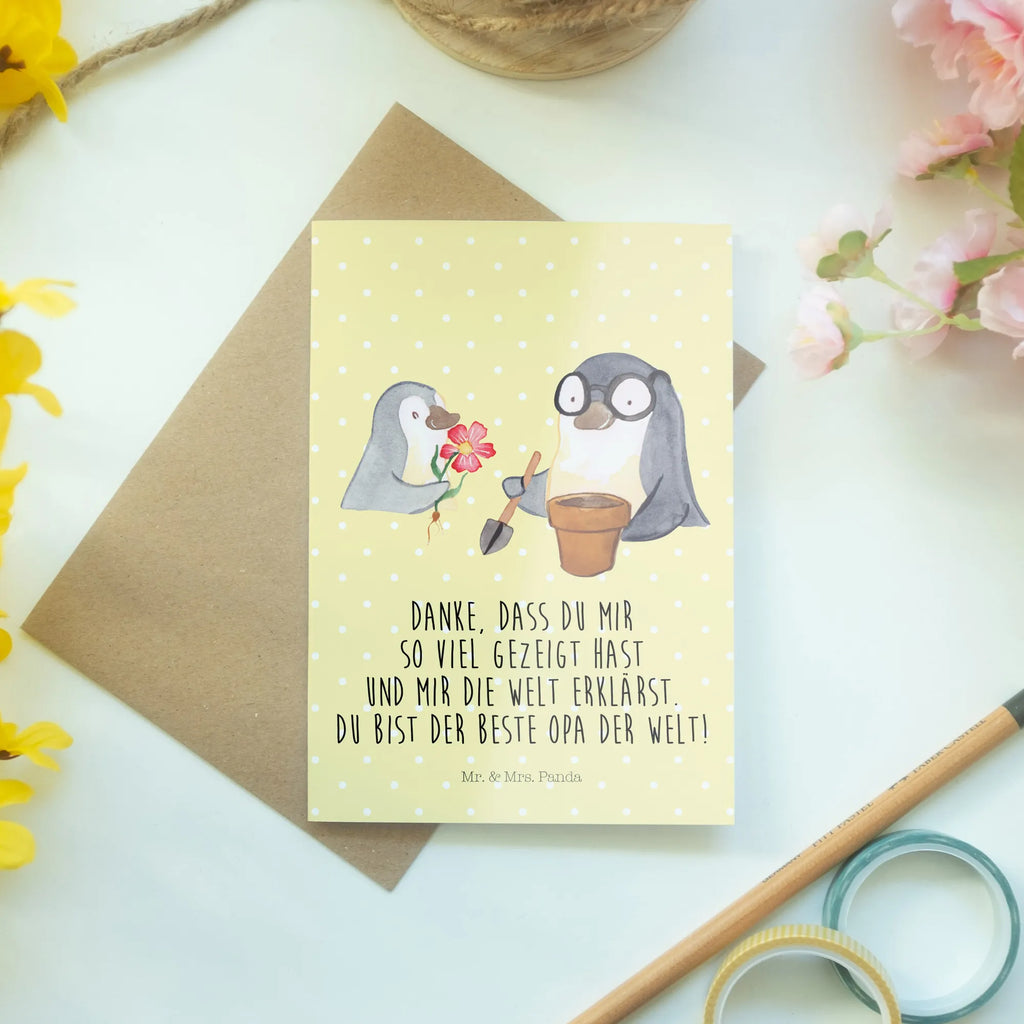 Grußkarte Pinguin Opa Blumen pflanzen Klappkarte, Ansichtskarten, Grußkarte, Hochzeitskarte, Glückwunschkarte, Karte, Geburtstagskarte, Einladungskarte, Familie, Vatertag, Muttertag, Bruder, Schwester, Mama, Papa, Oma, Opa, Lieblingsopa, bester Opa, Opi, Großvater
