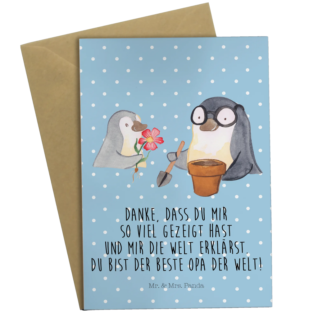 Grußkarte Pinguin Opa Blumen pflanzen Klappkarte, Ansichtskarten, Grußkarte, Hochzeitskarte, Glückwunschkarte, Karte, Geburtstagskarte, Einladungskarte, Familie, Vatertag, Muttertag, Bruder, Schwester, Mama, Papa, Oma, Opa, Lieblingsopa, bester Opa, Opi, Großvater
