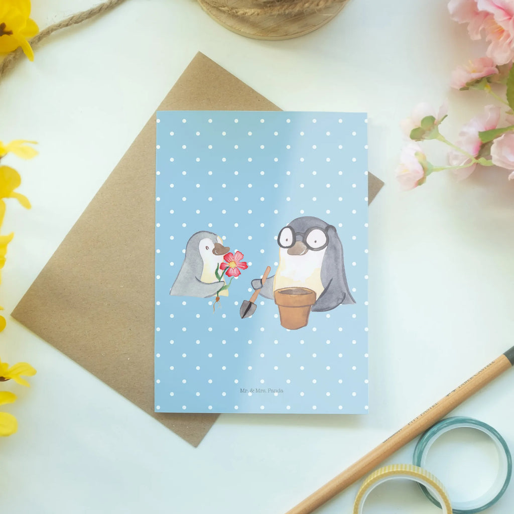 Grußkarte Pinguin Opa Blumen pflanzen Klappkarte, Ansichtskarten, Grußkarte, Hochzeitskarte, Glückwunschkarte, Karte, Geburtstagskarte, Einladungskarte, Familie, Vatertag, Muttertag, Bruder, Schwester, Mama, Papa, Oma, Opa, Lieblingsopa, bester Opa, Opi, Großvater