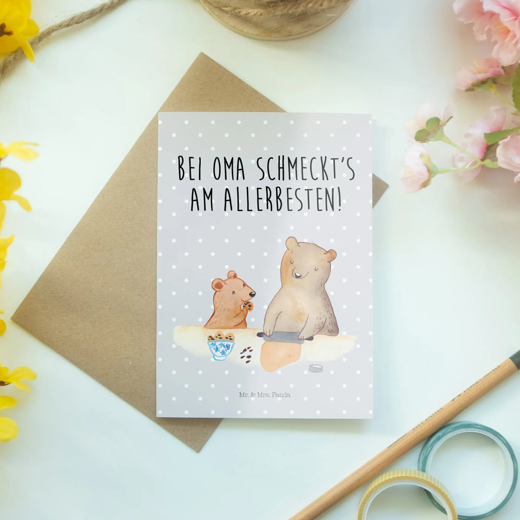 Grußkarte Oma Bär backen Hochzeitskarte, Glückwunschkarte, Einladungskarte, Karte, Grußkarte, Klappkarte, Geburtstagskarte, Ansichtskarten, Familie, Vatertag, Muttertag, Bruder, Schwester, Mama, Papa, Oma, Opa, Lieblingsomi, Lieblingsoma, Omi, backen, kochen, beste Köchin