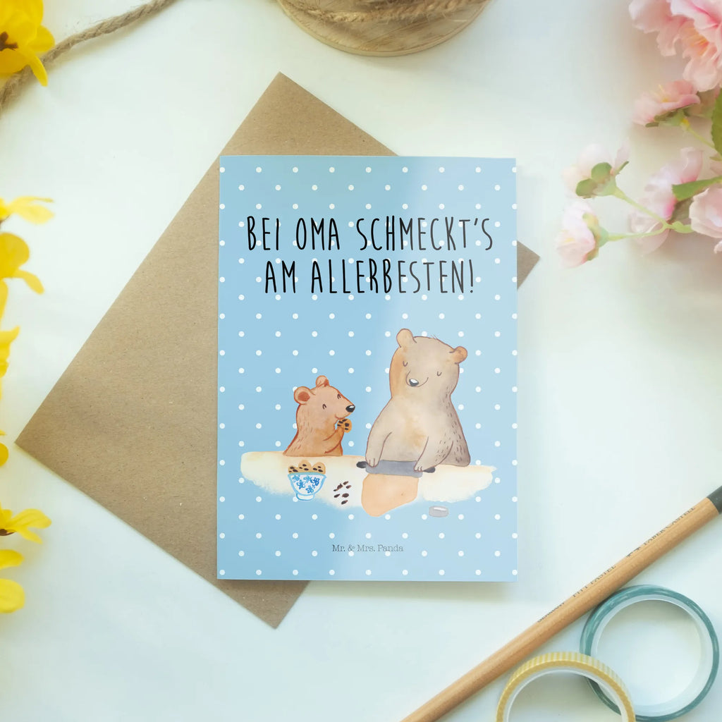 Grußkarte Oma Bär backen Hochzeitskarte, Glückwunschkarte, Einladungskarte, Karte, Grußkarte, Klappkarte, Geburtstagskarte, Ansichtskarten, Familie, Vatertag, Muttertag, Bruder, Schwester, Mama, Papa, Oma, Opa, Lieblingsomi, Lieblingsoma, Omi, backen, kochen, beste Köchin