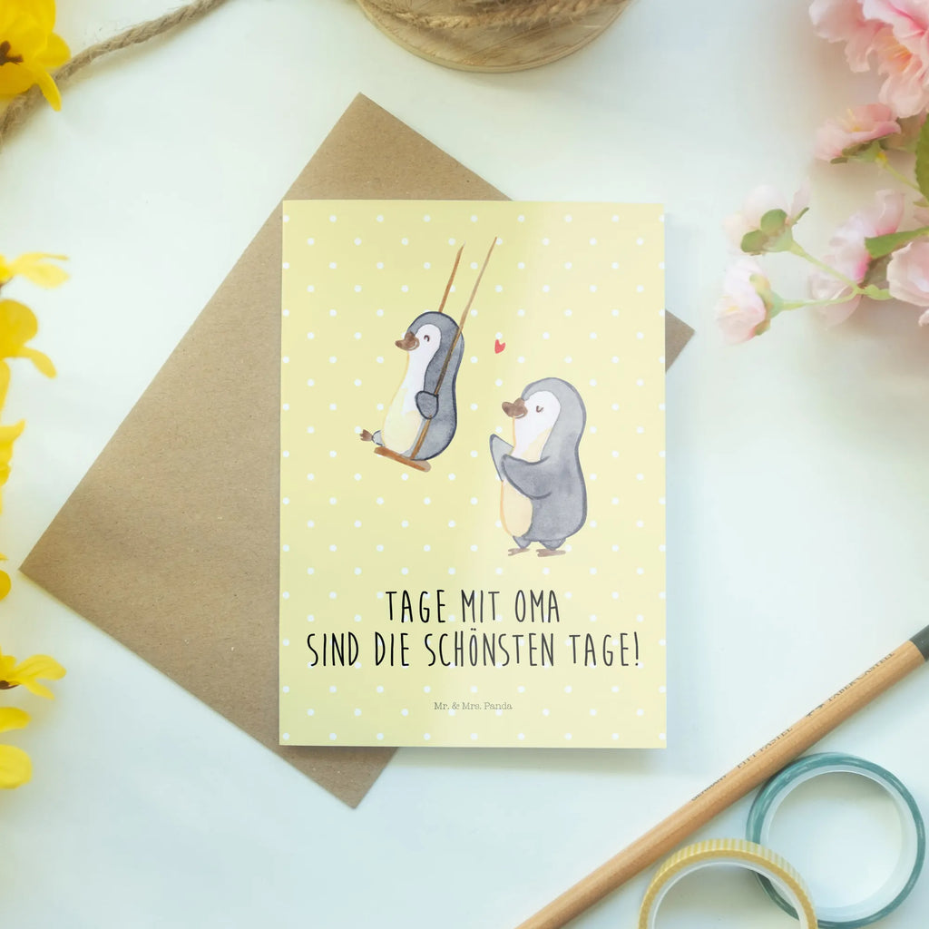 Greetings card Penguin and grandma swing  Glückwunschkarte, Ansichtskarten, Hochzeitskarte, Einladungskarte, Grußkarte, Geburtstagskarte, Karte, Klappkarte, Familie, Vatertag, Muttertag, Bruder, Schwester, Mama, Papa, Oma, Opa, Lieblingsoma, Großmutter, Geschenk für Oma, Omi, beste Oma