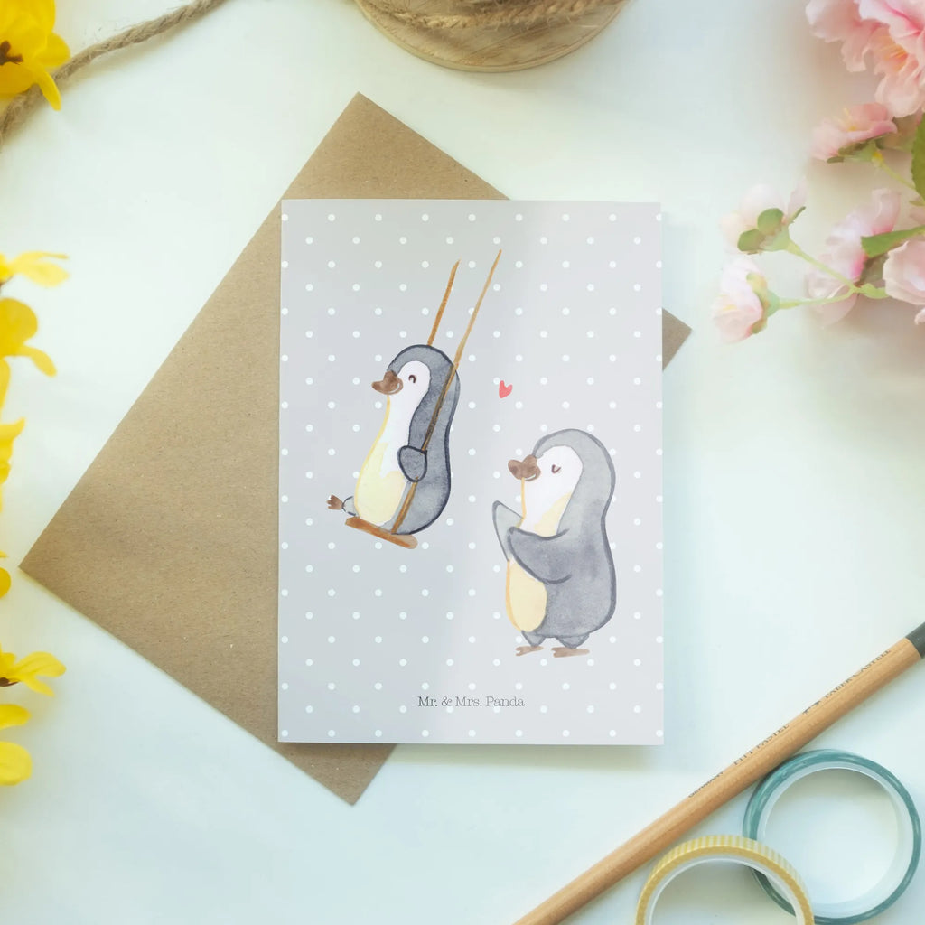 Greetings card Penguin and grandma swing  Glückwunschkarte, Ansichtskarten, Hochzeitskarte, Einladungskarte, Grußkarte, Geburtstagskarte, Karte, Klappkarte, Familie, Vatertag, Muttertag, Bruder, Schwester, Mama, Papa, Oma, Opa, Lieblingsoma, Großmutter, Geschenk für Oma, Omi, beste Oma