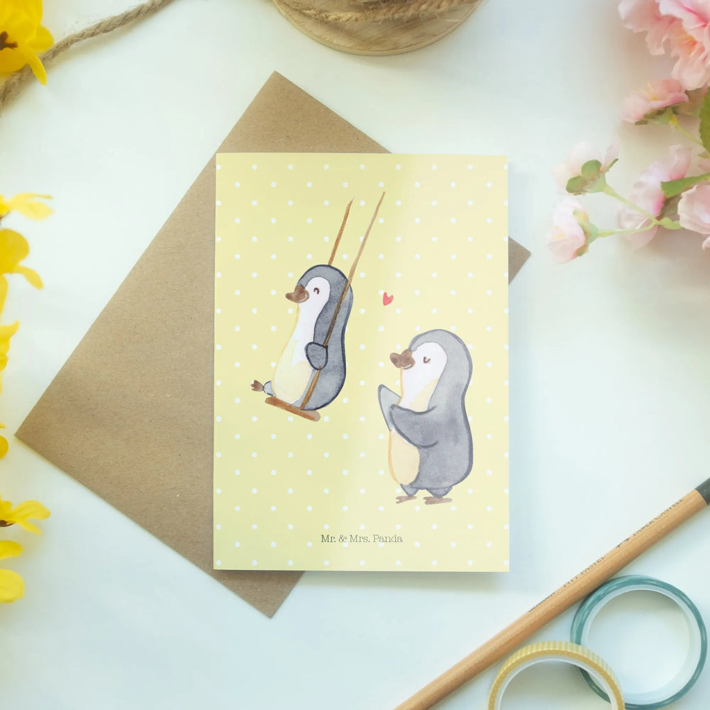 Greetings card Penguin and grandma swing  Glückwunschkarte, Ansichtskarten, Hochzeitskarte, Einladungskarte, Grußkarte, Geburtstagskarte, Karte, Klappkarte, Familie, Vatertag, Muttertag, Bruder, Schwester, Mama, Papa, Oma, Opa, Lieblingsoma, Großmutter, Geschenk für Oma, Omi, beste Oma