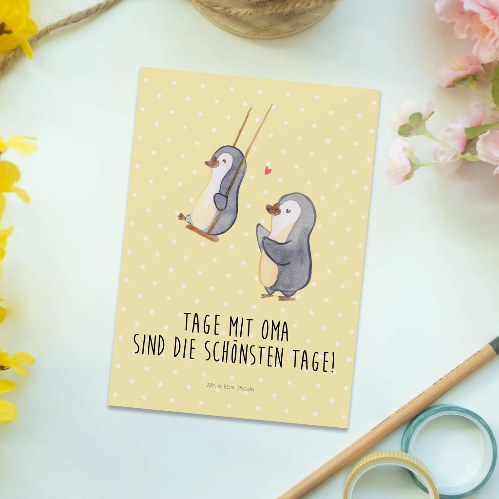Pocztówka Babcia pingwin na huśtawce Postkarte, Motivkarte, Postkarten, Fotokarte, Designkarte, Ansichtskarten, bildkarte, Kunstkarten, einzelkarte, Grußkarte, Ansichtskarte, kunstkarte, spruchkarte, Mama, Papa, Schwester, Muttertag, Opa, Oma, Familie, Bruder, Vatertag, Geschenk für Oma, Beste Oma, Omi, Großmutter, Lieblingsoma
