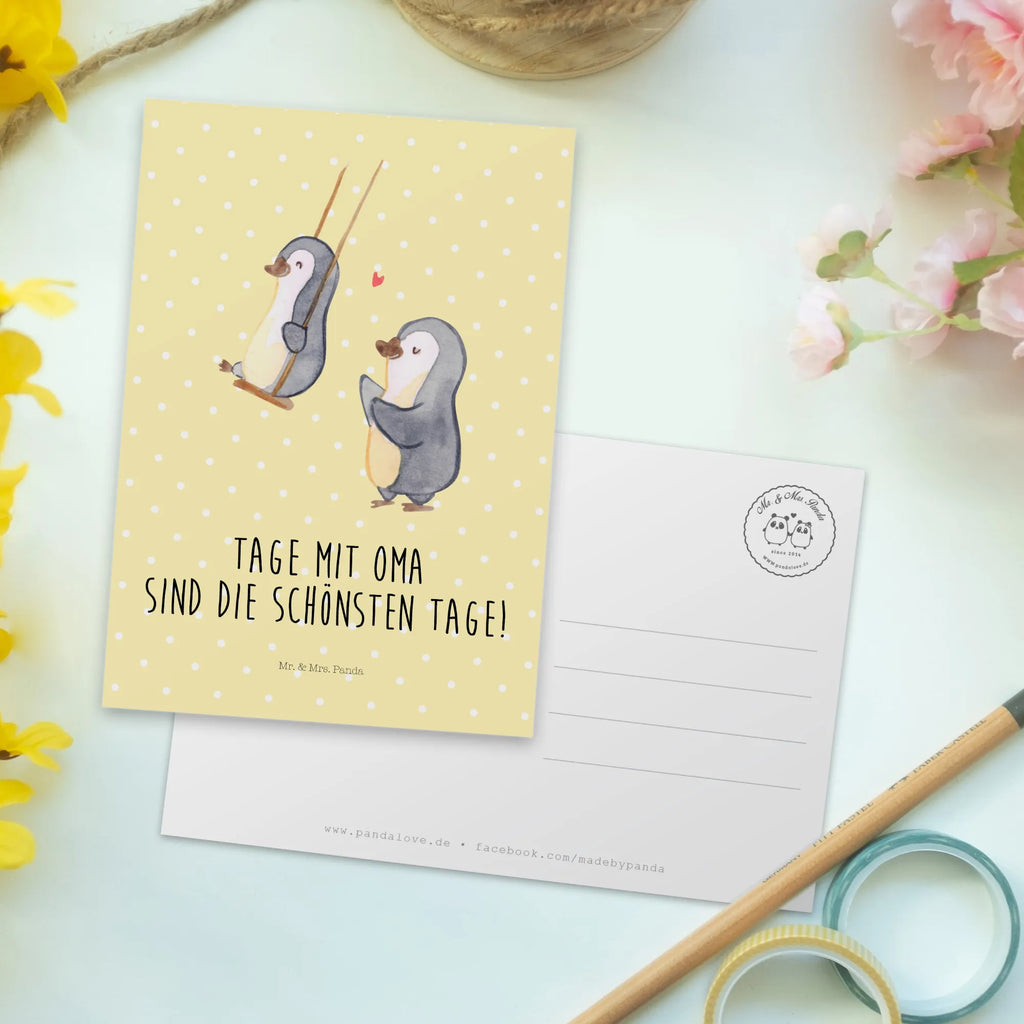 Pocztówka Babcia pingwin na huśtawce Postkarte, Motivkarte, Postkarten, Fotokarte, Designkarte, Ansichtskarten, bildkarte, Kunstkarten, einzelkarte, Grußkarte, Ansichtskarte, kunstkarte, spruchkarte, Mama, Papa, Schwester, Muttertag, Opa, Oma, Familie, Bruder, Vatertag, Geschenk für Oma, Beste Oma, Omi, Großmutter, Lieblingsoma