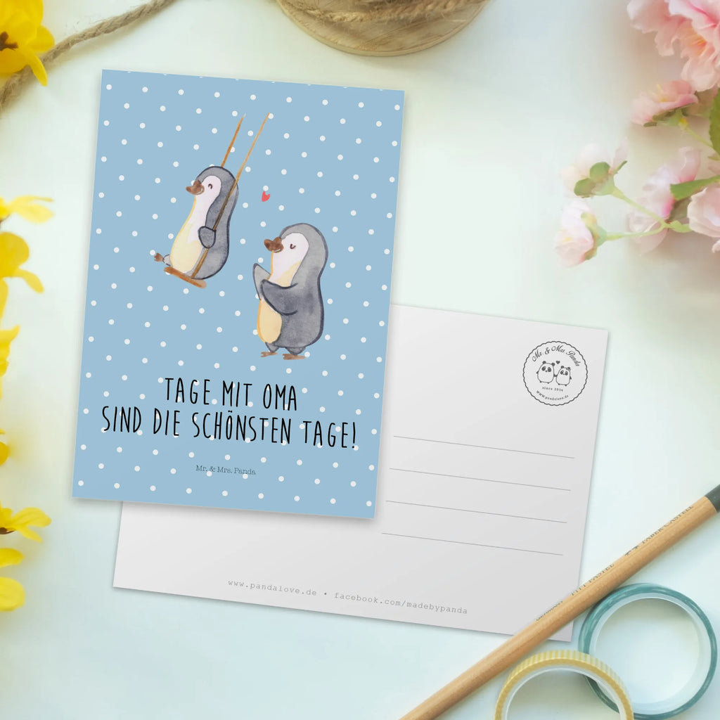 Pocztówka Babcia pingwin na huśtawce Postkarte, Motivkarte, Postkarten, Fotokarte, Designkarte, Ansichtskarten, bildkarte, Kunstkarten, einzelkarte, Grußkarte, Ansichtskarte, kunstkarte, spruchkarte, Mama, Papa, Schwester, Muttertag, Opa, Oma, Familie, Bruder, Vatertag, Geschenk für Oma, Beste Oma, Omi, Großmutter, Lieblingsoma