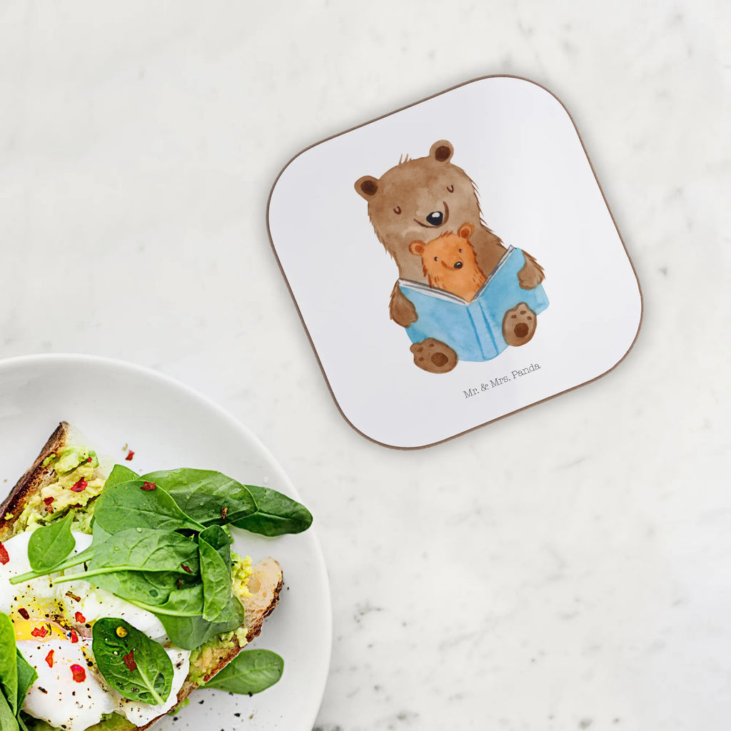 Square coaster bears A book Coasters, gift, presents, party, glass coasters, gifts, breakfast, Family, Father's Day, Mother's Day, brother, sister, Mom, Dad, best grandma, favourite grandma, grandma, storyteller, favorite grandma, grandmother