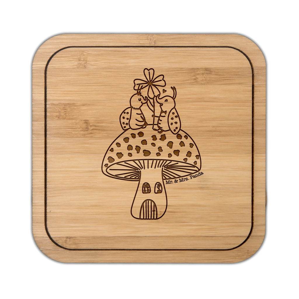 Square coaster ladybug toadstool set, presents, party, square, glass, gifts, glasses, giveaways, coasters, glass coasters, breakfast, gift, wood, small animals, cute, funny, cute animal motives, hand drawn, small world, funny sayings, good mood, happy, gift ideas, special gifts, animal lover, card, ladybird, house of fleshy fungi, flat, at home, toadstool, house