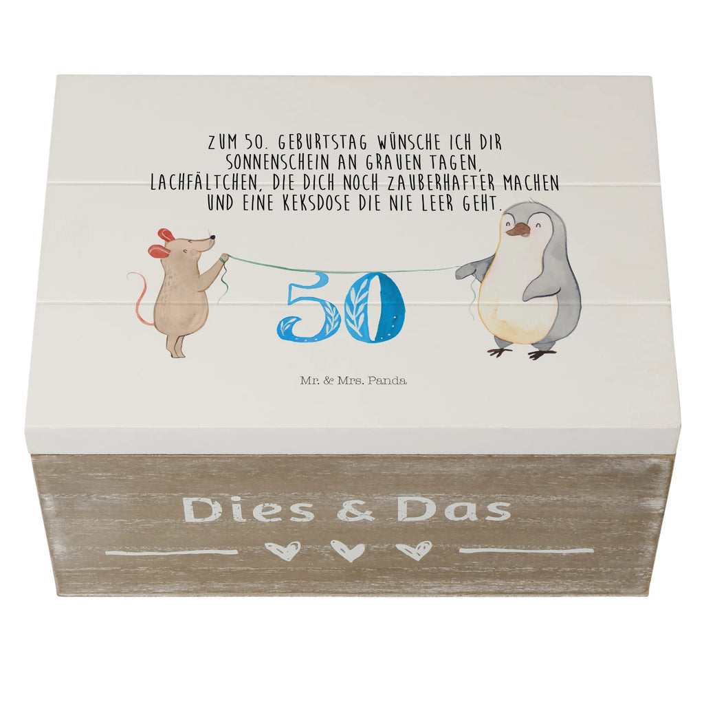 Holzkiste 50. Geburtstag Maus Pinguin Holzkiste, Geschenkdose, Dekokiste, Schatulle, Geschenkbox, Schatzkiste, Kiste, XXL, Erinnerungskiste, Truhe, Erinnerungsbox, Aufbewahrungsbox, Geburtstag, Geburtstagsgeschenk, Geschenk, Torte, Party, Feiern, Kuchen