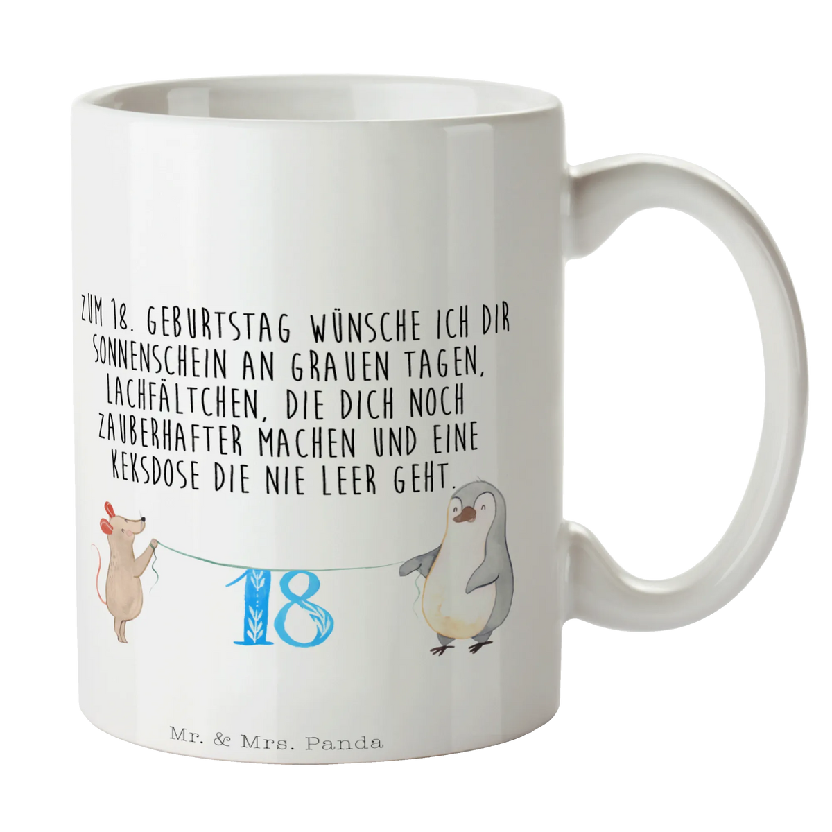 Tasse 18. Geburtstag Maus Pinguin Mug, Henkelbecher, Geschenktasse, Frühstückstasse, Keramiktasse, Kaffeebecher, Tasse mit Spruch, Pott, Coffee Mug, Teebecher, hochwertige tasse, Kakaotasse, Bürobecher, milchkaffeetasse, kaffeetasse keramik, statement tasse, schöne tasse, haferl, design tasse, Dekotasse, Kaffeetasse, Becher, Trinktasse, Teepott, kaffeebecher keramik, Trinkbecher, Bürotasse, tasse für kaffee, Designtasse, Sprüchetasse, Kaffeepott, Henkeltasse, kaffeebecher bedruckt, heißgetränkebecher, kaffeetasse bedruckt, Bedruckte Tasse, Keramikbecher, tasse für büro, Teetasse, Tasse mit Motiv, Motivtasse, Frühstücksbecher, Geschenk, Geburtstag, Geburtstagsgeschenk, Party, Feiern, Kuchen, Torte