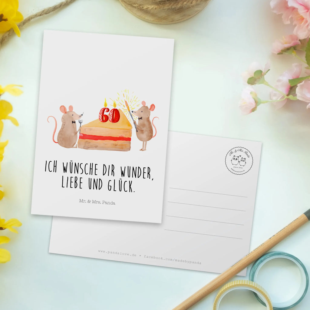 Postcard 60th birthday mice cake kunstkarte, Ansichtskarte, Grußkarte, Postkarte, Motivkarte, Ansichtskarten, Kunstkarten, Fotokarte, einzelkarte, Postkarten, Designkarte, spruchkarte, bildkarte, Geschenk, Geburtstag, Geburtstagsgeschenk, Maus, Happy Birthday, Geburtstage, Geburtstagsfeier