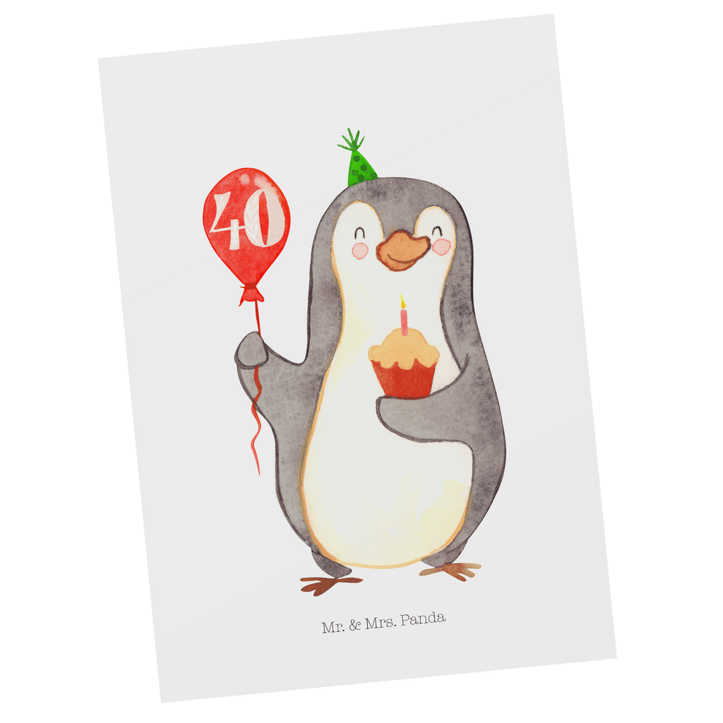 Postkarte 40. Geburtstag Pinguin Luftballon Postkarte, Karte, Geschenkkarte, Grußkarte, Einladung, Ansichtskarte, Geburtstagskarte, Einladungskarte, Dankeskarte, Geburtstag, Geburtstagsgeschenk, Geschenk, Pinguin, Geburtstage, Happy Birthday, Geburtstagsfeier
